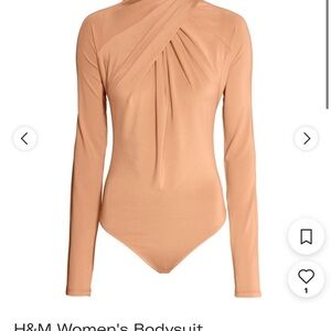H&M Women's Beige Long-Sleeve Bodysuit